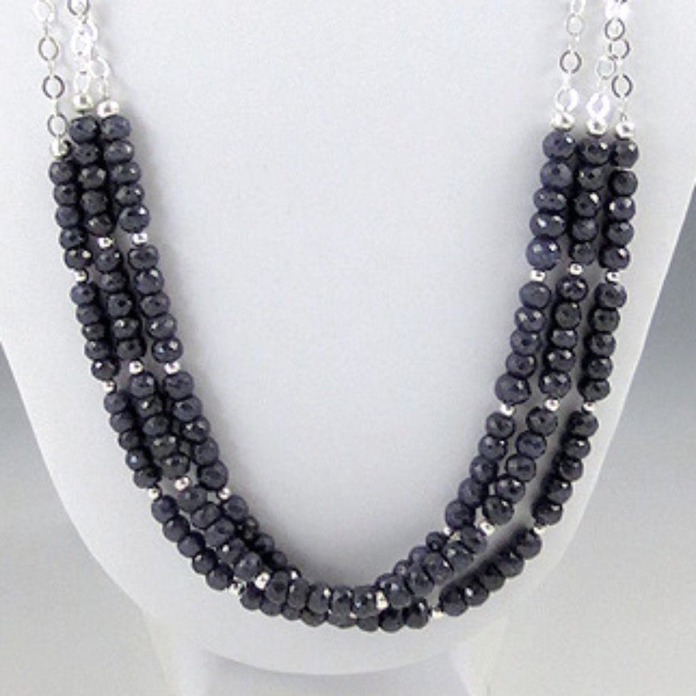 Rough Sapphire and Sterling Silver Necklace
